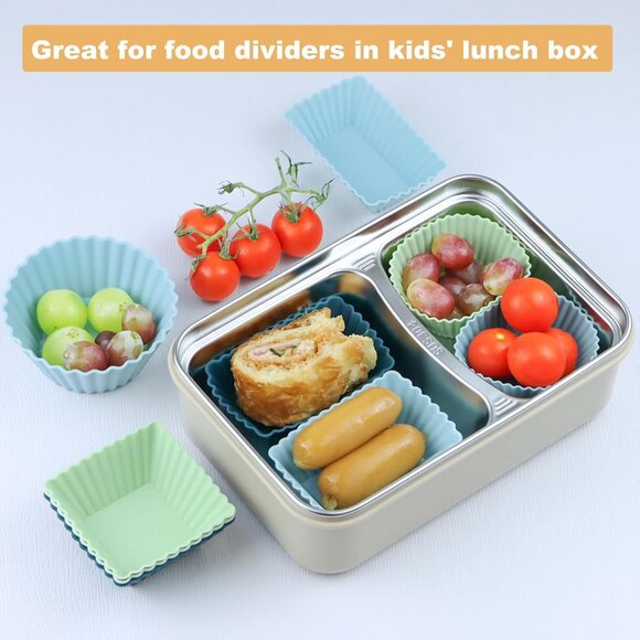 24Pack Silicone Muffin Cups, Reusable Cupcake Liners Molds for Baking, 3 Shapes - Picture 6 of 6